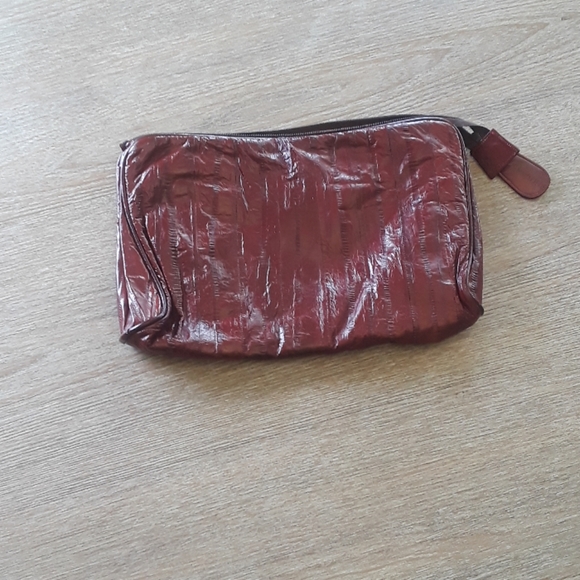 None Handbags - Red Genuine Eel Skin Clutch Purse